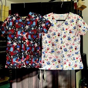 Set of 2 patriotic scrub tops